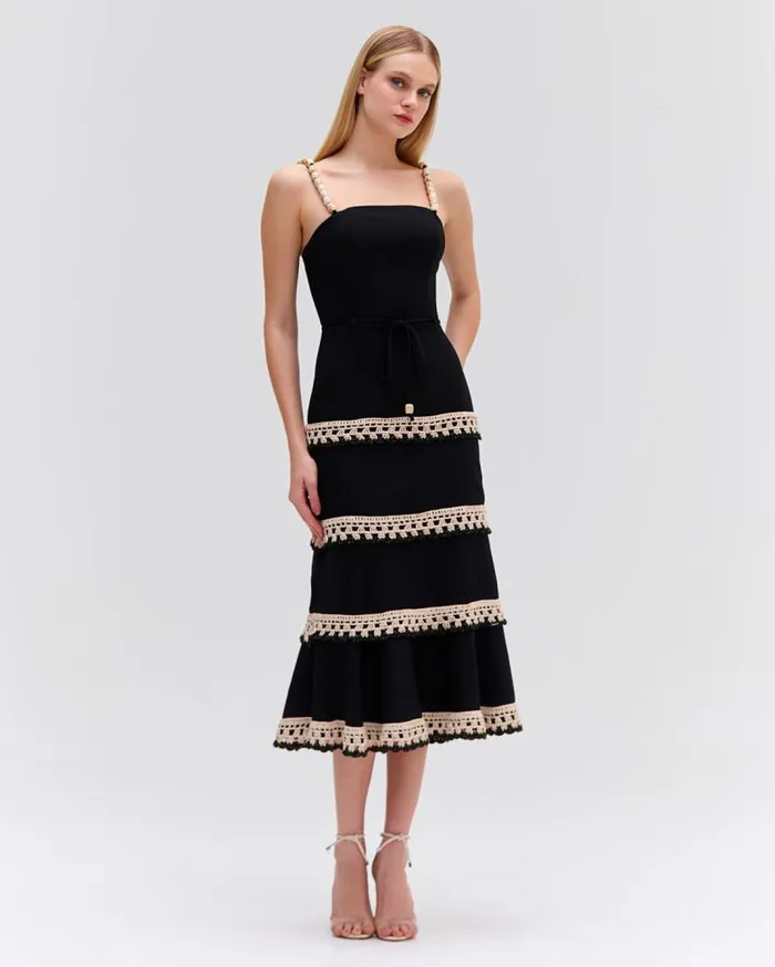 Ready To WearSwim CROCHET TRIM FITTED MIDI DRESS PatBO Dresses and Jumpsuits