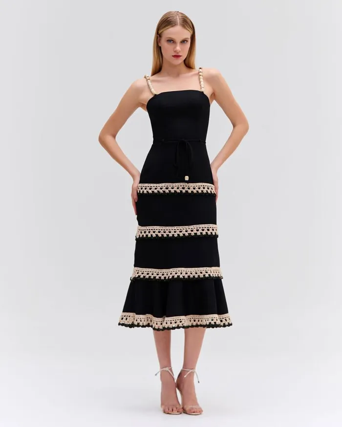 Ready To WearSwim CROCHET TRIM FITTED MIDI DRESS PatBO Dresses and Jumpsuits