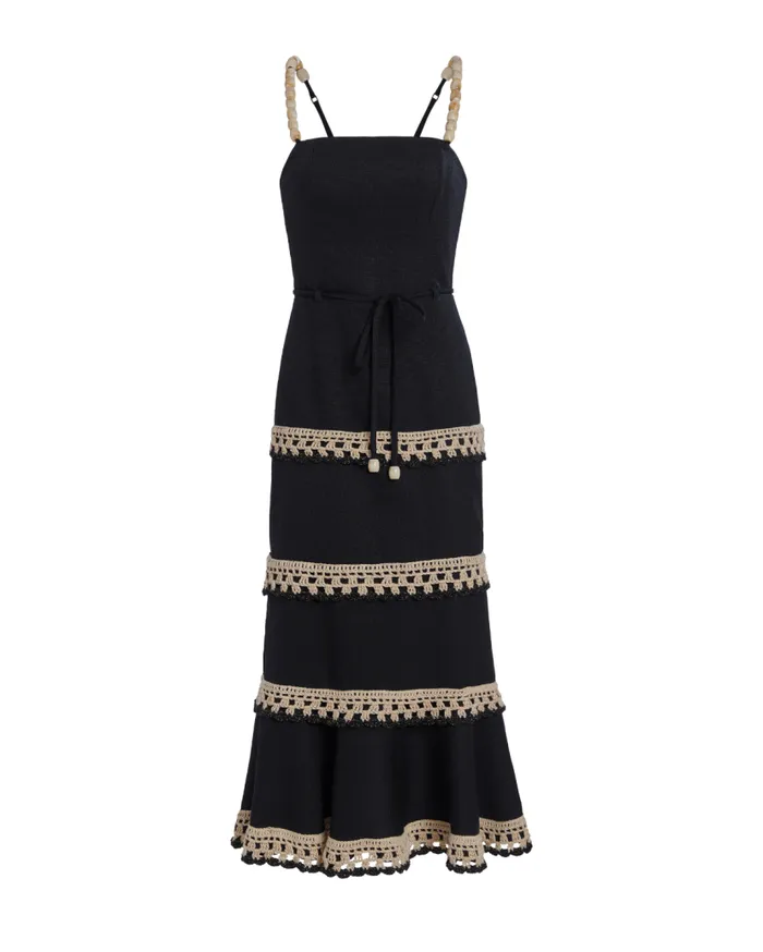 Ready To WearSwim CROCHET TRIM FITTED MIDI DRESS PatBO Dresses and Jumpsuits