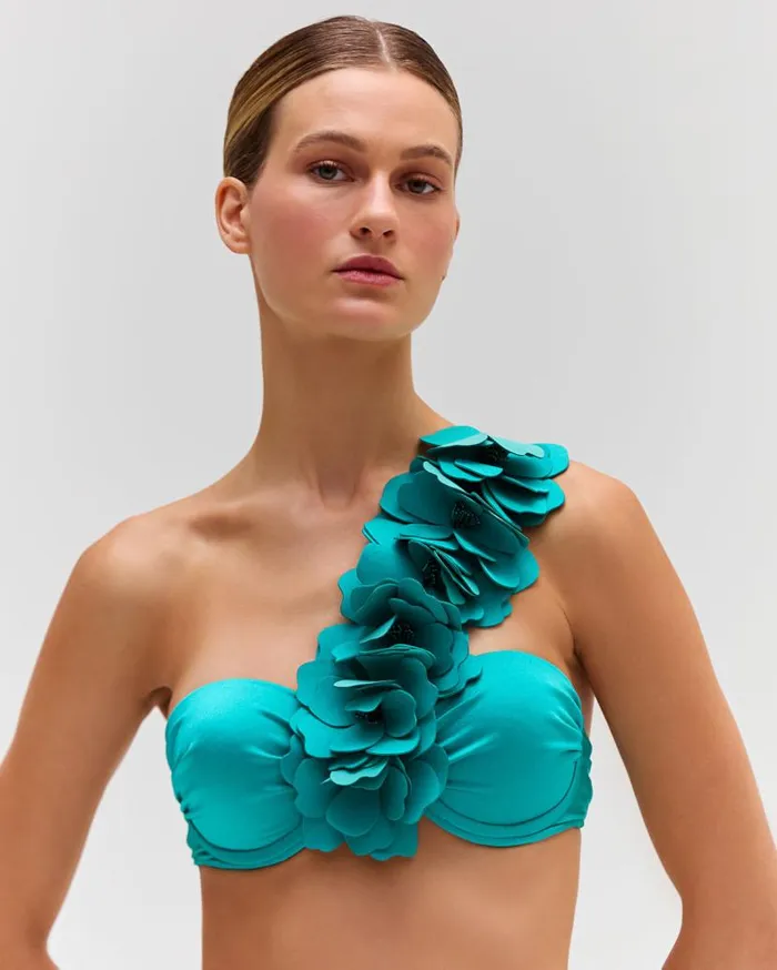 Ready To WearSwim Flower Applique Bikini Top PatBO Tops and Bodysuits