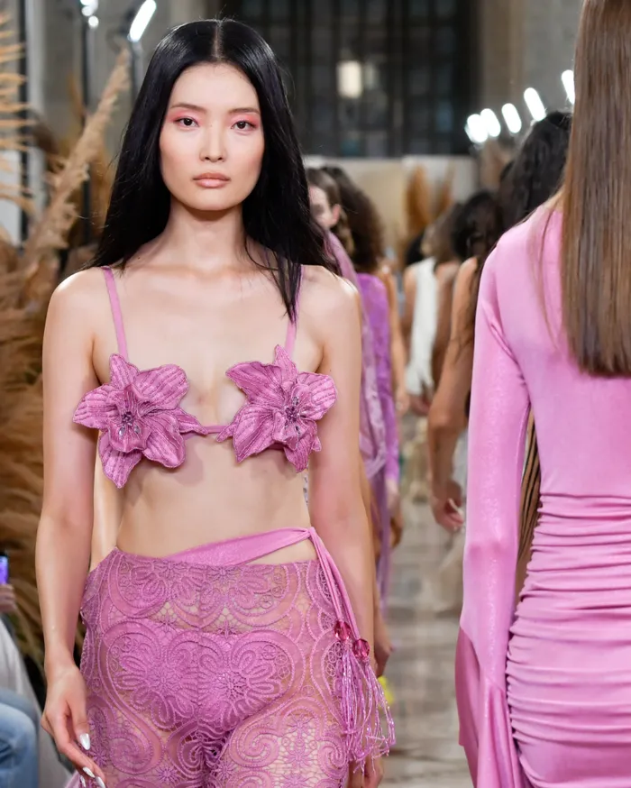 Ready To WearSwim Metallic Jersey Orchid Bralette PatBO Tops and Bodysuits