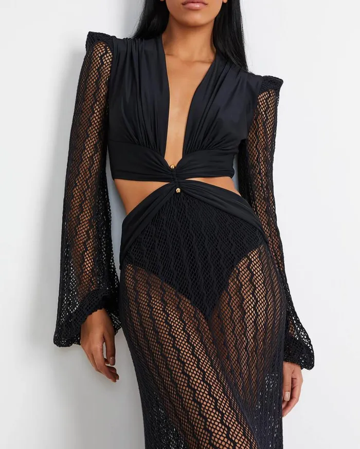 Ready To WearSwim PLUNGE NETTED BEACH DRESS EXCLUSIVE PatBO Dresses and Jumpsuits