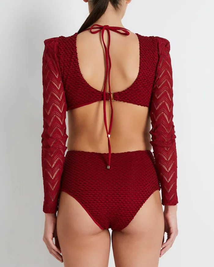 Ready To WearSwim TEXTURED LYCRA CUTOUT BODYSUIT FINAL SALE PatBO Tops and Bodysuits