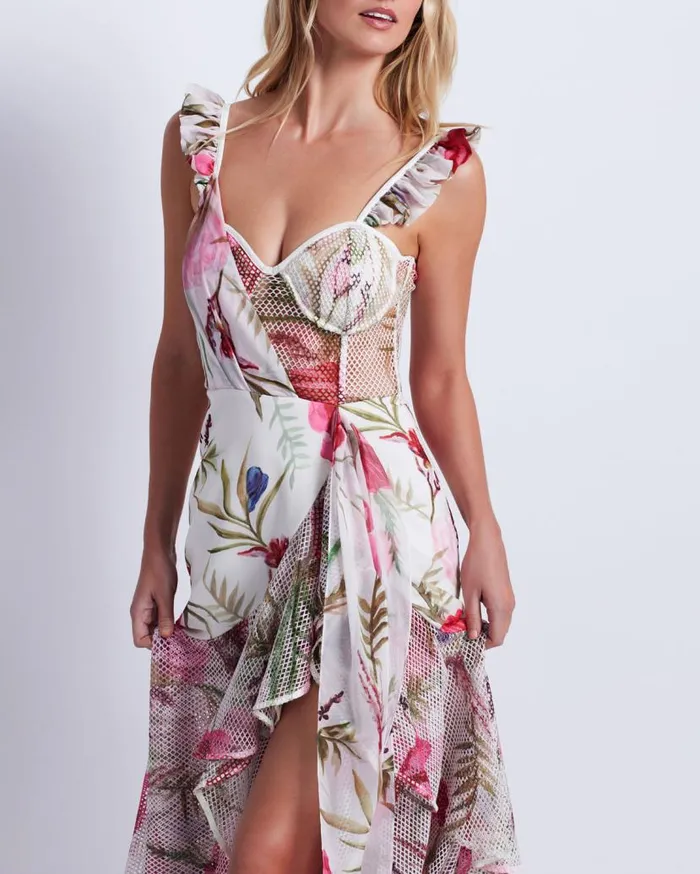 Ready To Wear Viera Lace Bustier Maxi Dress PatBO Dresses and Jumpsuits