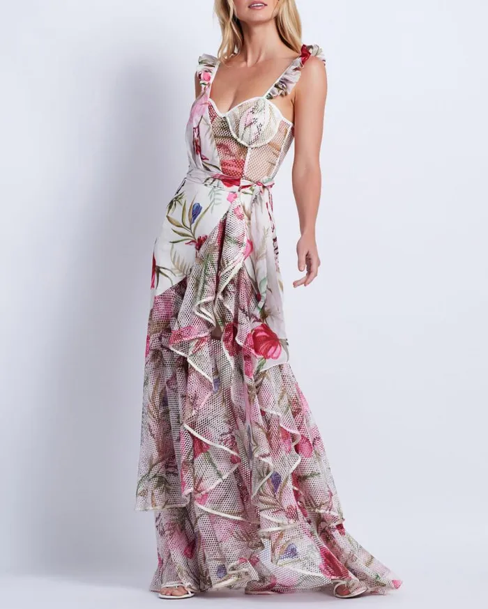 Ready To Wear Viera Lace Bustier Maxi Dress PatBO Dresses and Jumpsuits