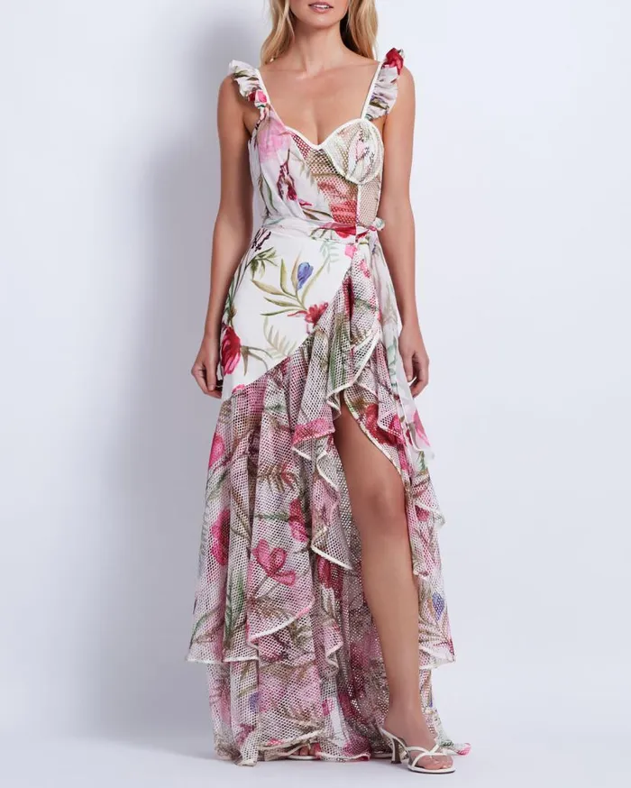 Ready To Wear Viera Lace Bustier Maxi Dress PatBO Dresses and Jumpsuits