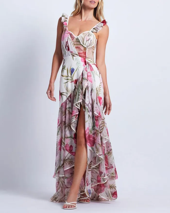 Ready To Wear Viera Lace Bustier Maxi Dress PatBO Dresses and Jumpsuits