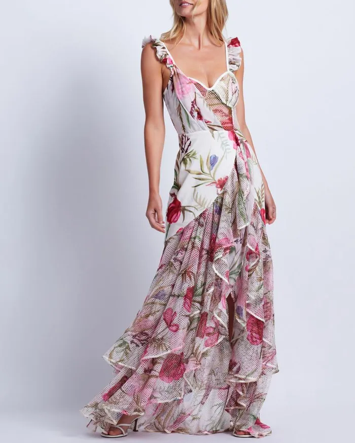 Ready To Wear Viera Lace Bustier Maxi Dress PatBO Dresses and Jumpsuits