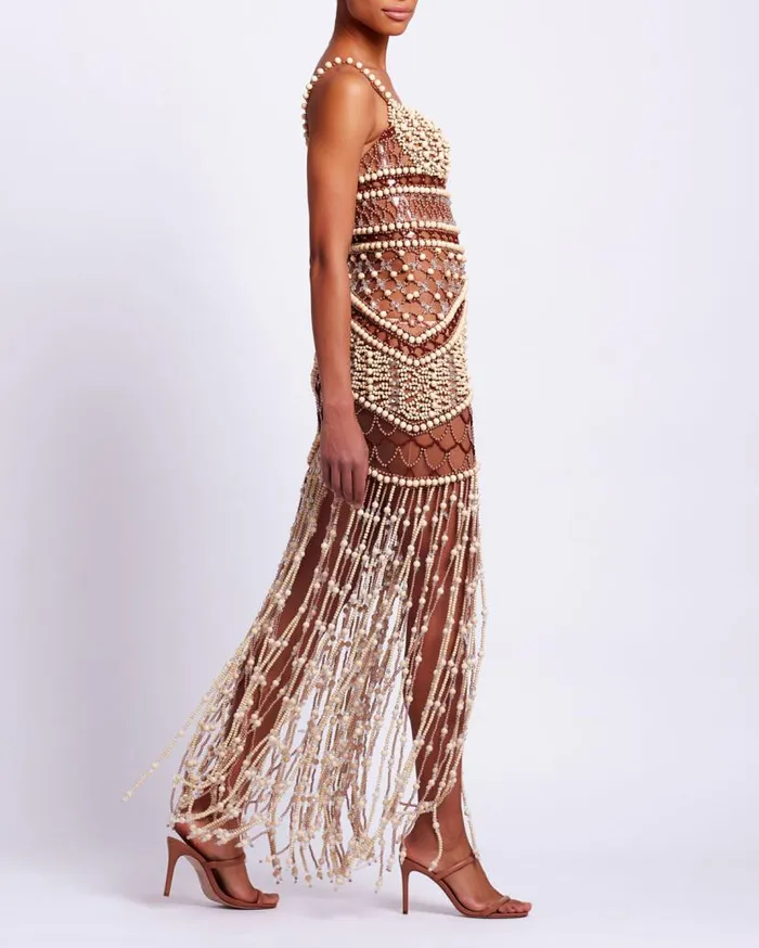Ready To Wear Wood And Crystal Beaded Gown RUNWAY PatBO Dresses and Jumpsuits Ready To Wear Wood And Crystal Beaded Gown RUNWAY PatBO Dresses and Jumpsuits