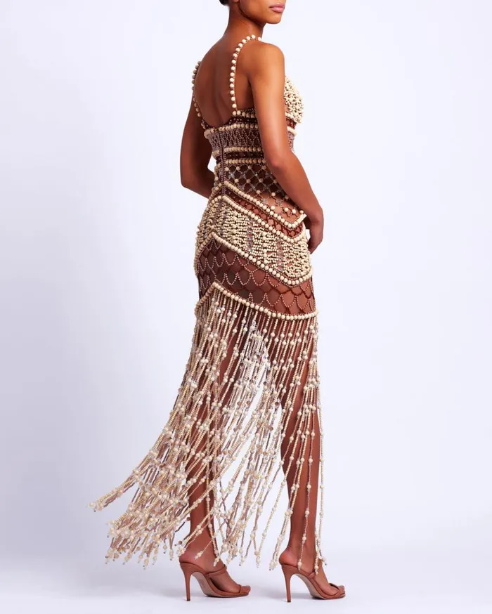 Ready To Wear Wood And Crystal Beaded Gown RUNWAY PatBO Dresses and Jumpsuits Ready To Wear Wood And Crystal Beaded Gown RUNWAY PatBO Dresses and Jumpsuits