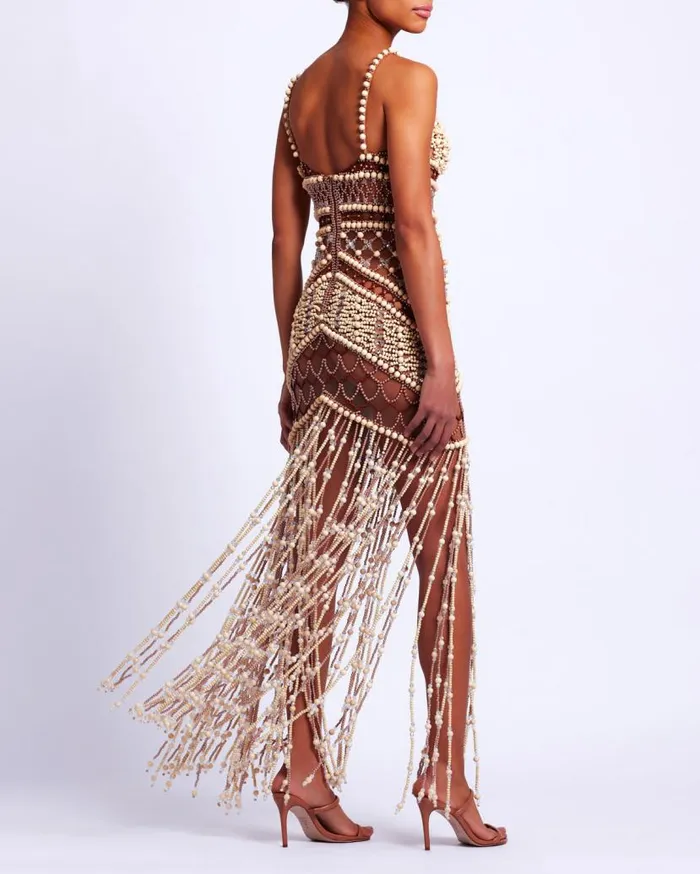 Ready To Wear Wood And Crystal Beaded Gown RUNWAY PatBO Dresses and Jumpsuits Ready To Wear Wood And Crystal Beaded Gown RUNWAY PatBO Dresses and Jumpsuits
