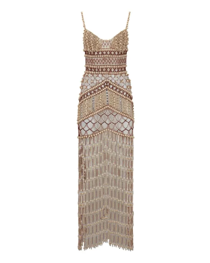 Ready To Wear Wood And Crystal Beaded Gown RUNWAY PatBO Dresses and Jumpsuits Ready To Wear Wood And Crystal Beaded Gown RUNWAY PatBO Dresses and Jumpsuits