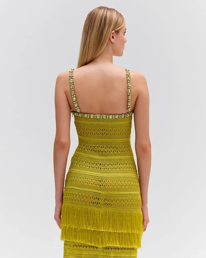 Ready To Wear Woven Fringe Maxi Dress PatBO Dresses and Jumpsuits