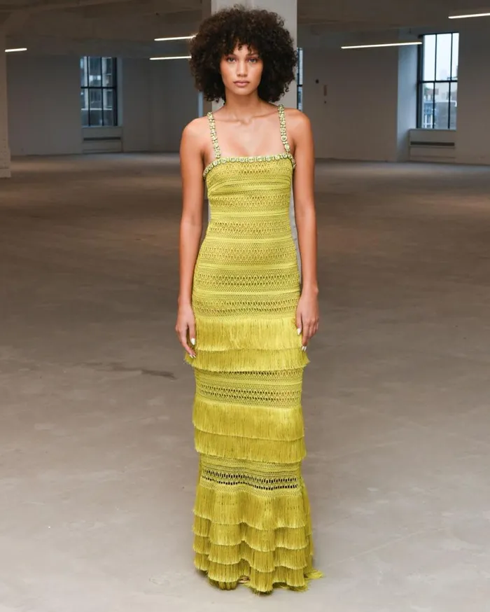 Ready To Wear Woven Fringe Maxi Dress PatBO Dresses and Jumpsuits