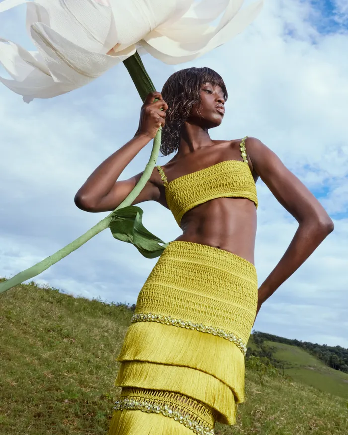 Ready To Wear Woven Fringe Midi Skirt PatBO Bottoms
