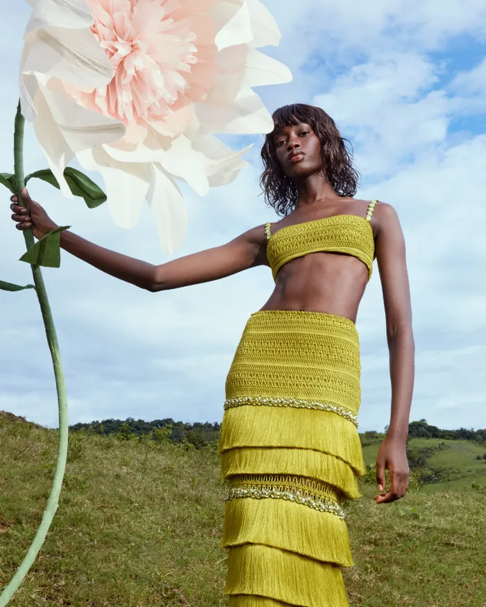 Ready To Wear Woven Fringe Midi Skirt PatBO Bottoms