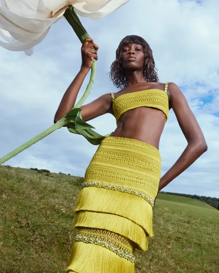 Ready To Wear Woven Fringe Midi Skirt PatBO Bottoms