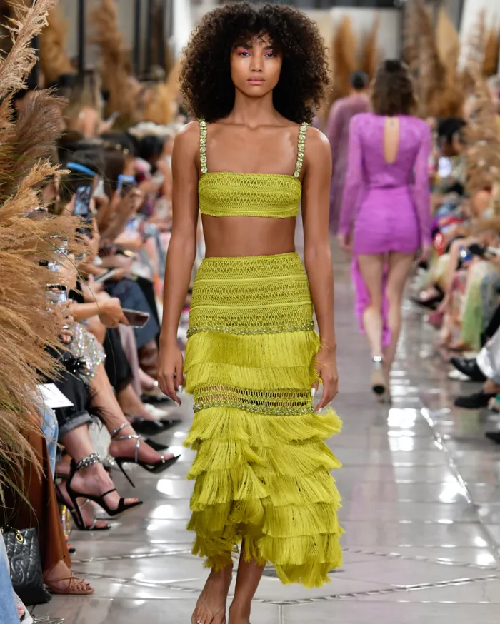Ready To Wear Woven Fringe Midi Skirt PatBO Bottoms