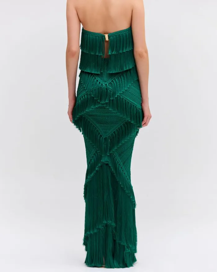 Ready To Wear Woven Fringe Trim Maxi Skirt EXCLUSIVE PatBO Bottoms