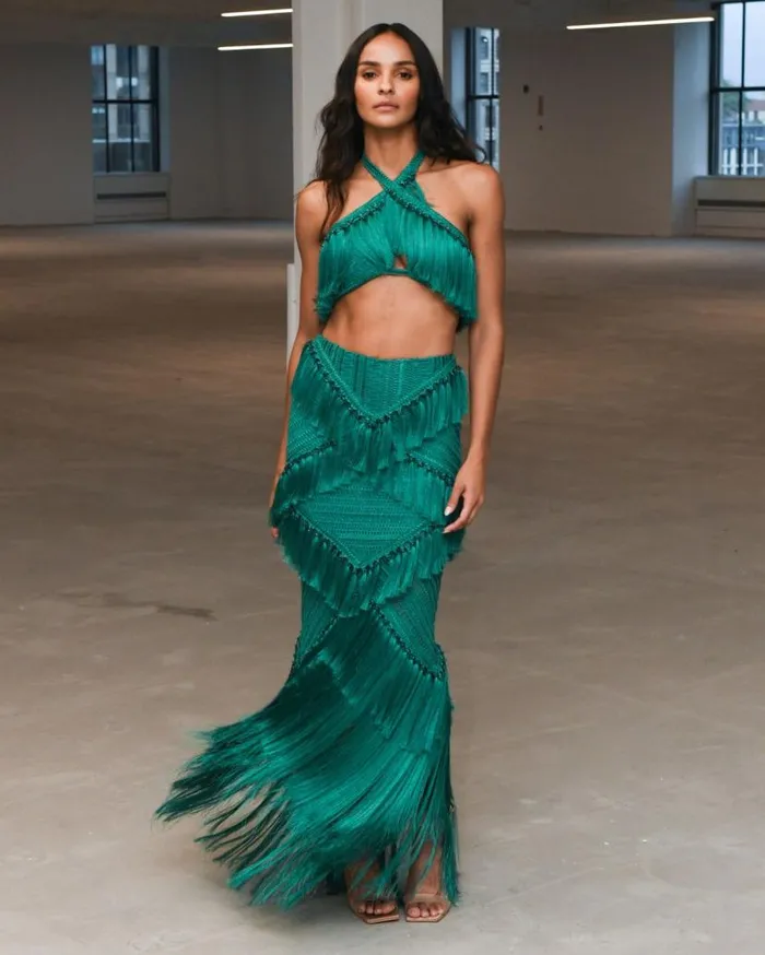 Ready To Wear Woven Fringe Trim Maxi Skirt EXCLUSIVE PatBO Bottoms