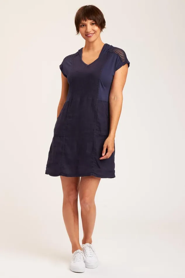 Robson Hooded Dress Navy Clothing XCVI Dresses