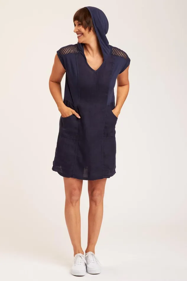 Robson Hooded Dress Navy Clothing XCVI Dresses