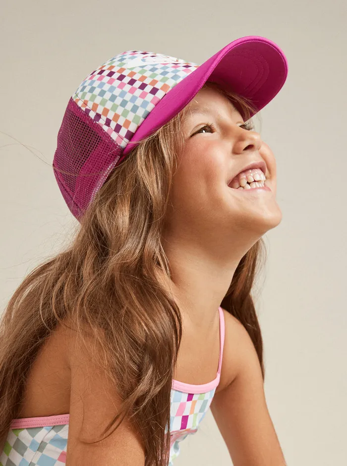 Roxy Accessories 27 Sweet Emotions Trucker Hat Bright White Check Check 8211 Girls