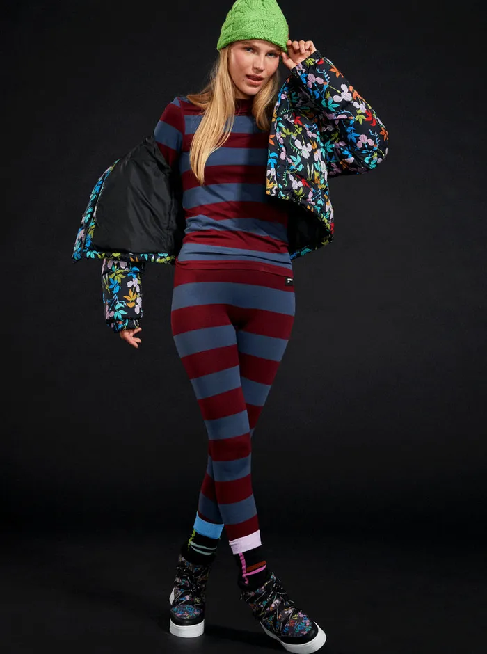 Roxy Base Layers ROWLEY X Seamless Technical Base Layer Leggings Insignia Blue Bico Stripes 8211 Womens