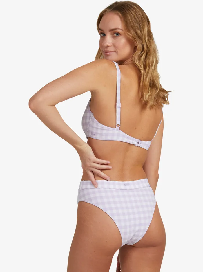 Roxy Bikini Bottoms Heart The Check Moderate Coverage Bikini Bottoms Castle Gingham Lg Pastel Lilac 8211 Womens