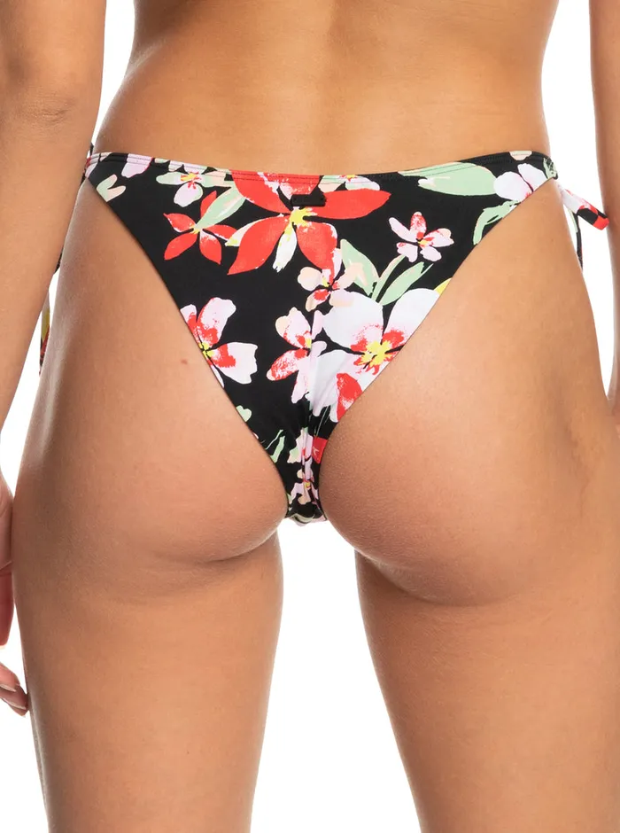 Roxy Bikini Bottoms Printed Beach Classics Tie Side High Leg Cheeky Bikini Bottoms Anthracite New Life 8211 Womens
