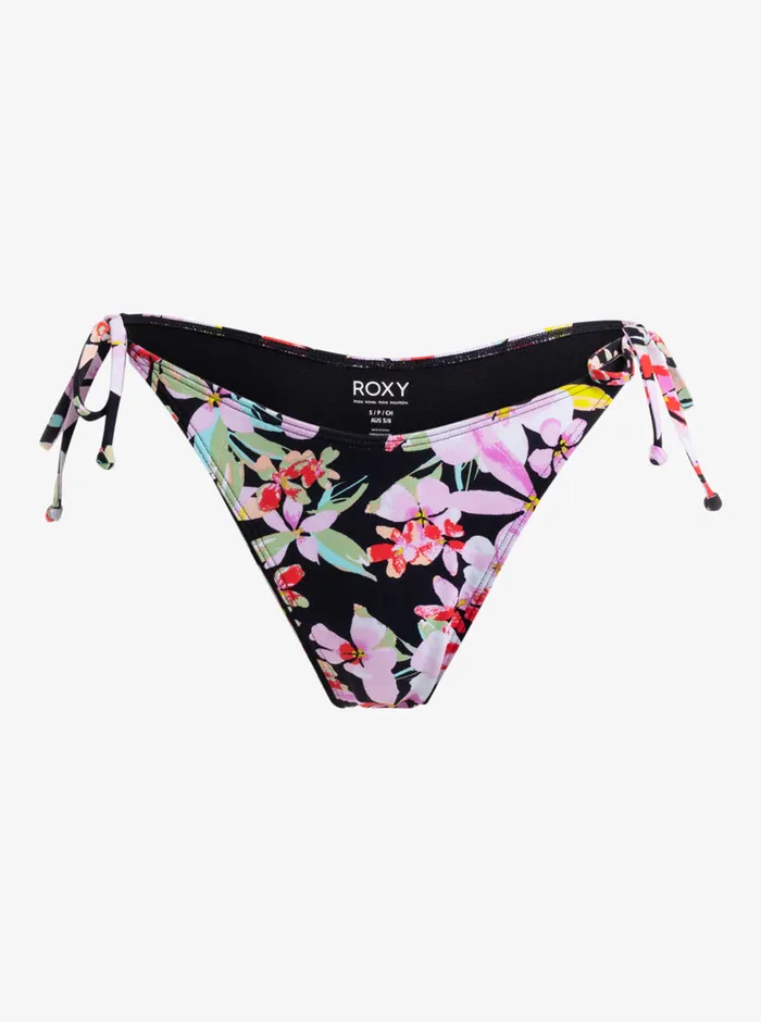 Roxy Bikini Bottoms Printed Beach Classics Tie Side High Leg Cheeky Bikini Bottoms Anthracite New Life 8211 Womens