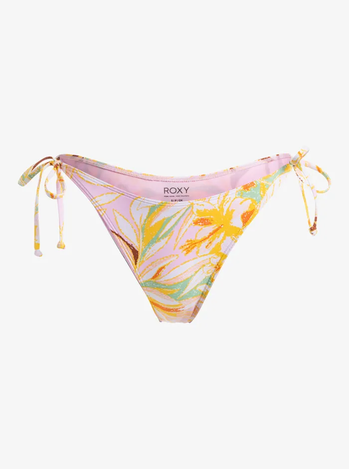 Roxy Bikini Bottoms Printed Beach Classics Tie Side High Leg Cheeky Bikini Bottoms Quiet Green Coast 2 Coast 8211 Womens