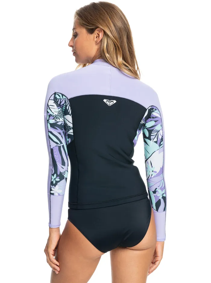 Roxy Bikini Tops 1mm Swell Series Long Sleeve Wetsuit Top Anthracite Splash Yw 8211 Womens