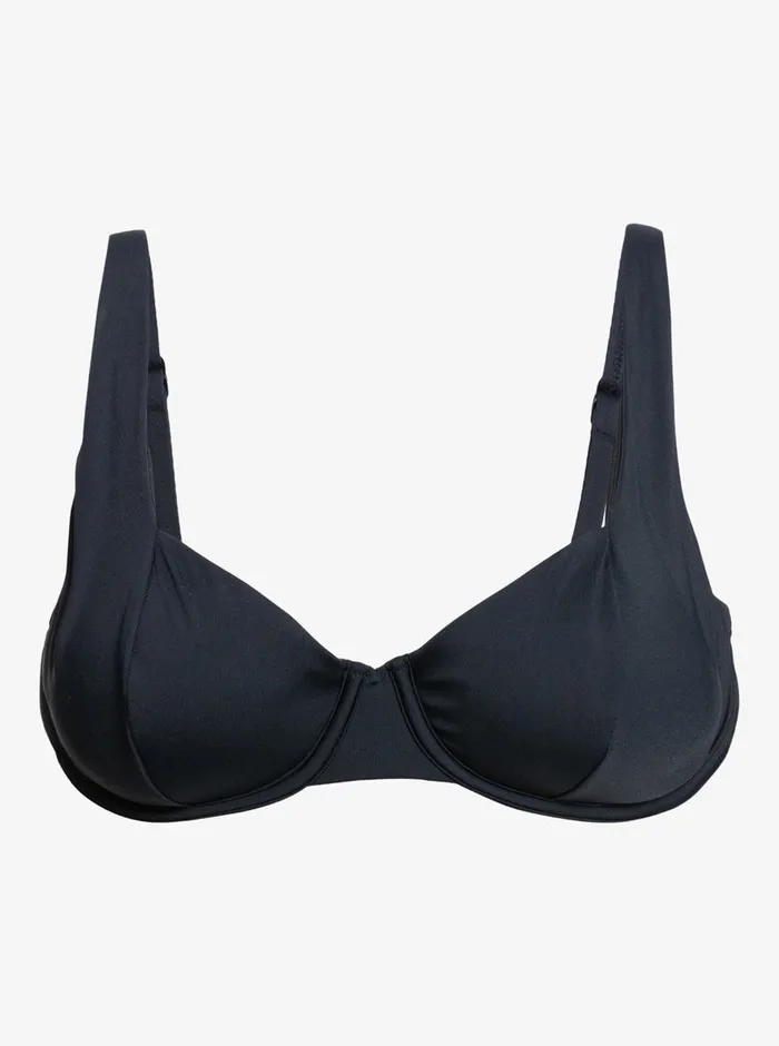 Roxy Bikini Tops Beach Classics Underwired DCup Bikini Top Anthracite 8211 Womens