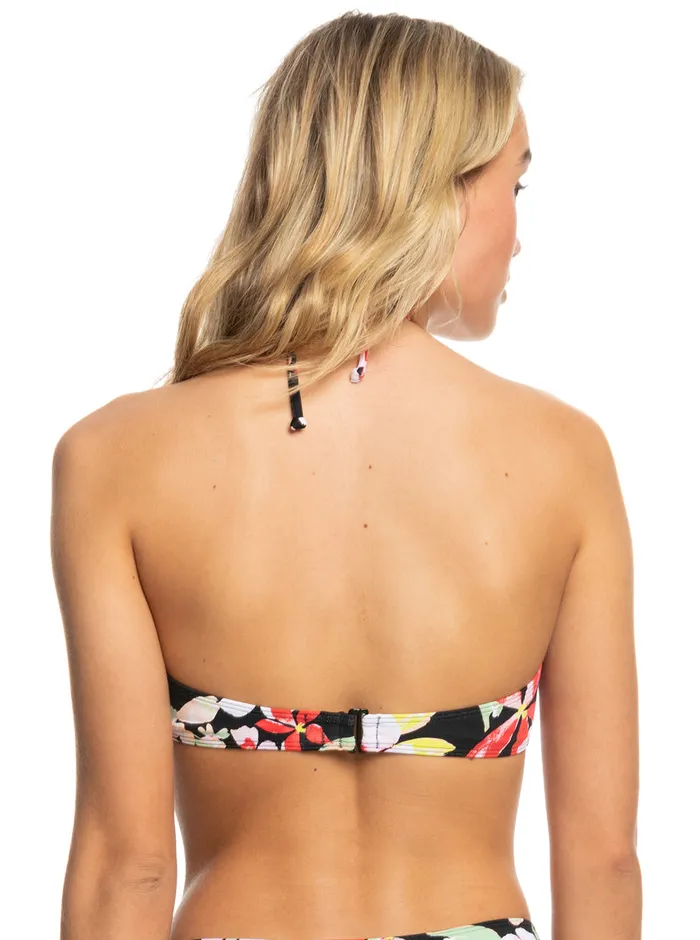 Roxy Bikini Tops Printed Beach Classics Fashion Triangle Bikini Top Anthracite New Life 8211 Womens