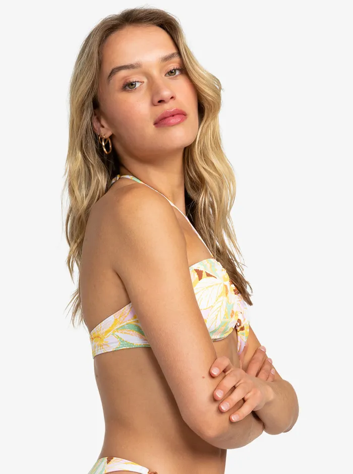 Roxy Bikini Tops Printed Beach Classics Fashion Triangle Bikini Top Quiet Green Coast 2 Coast 8211 Womens