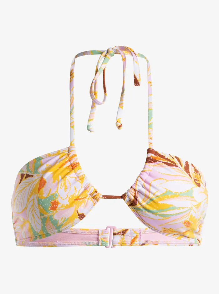Roxy Bikini Tops Printed Beach Classics Fashion Triangle Bikini Top Quiet Green Coast 2 Coast 8211 Womens