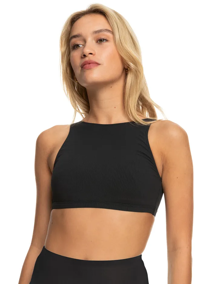Roxy Bikini Tops Pro The Pop Up Crop Bikini Top Anthracite 8211 Womens