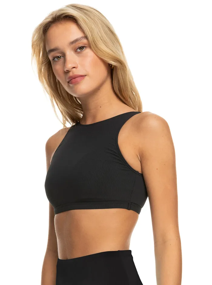 Roxy Bikini Tops Pro The Pop Up Crop Bikini Top Anthracite 8211 Womens