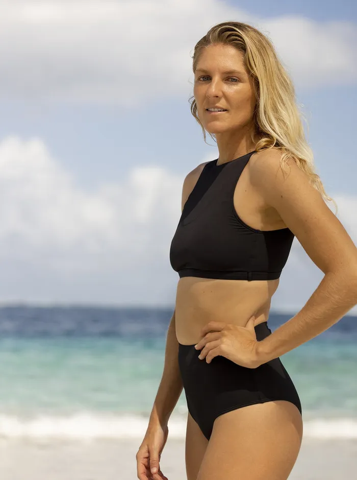 Roxy Bikini Tops Pro The Pop Up Crop Bikini Top Anthracite 8211 Womens