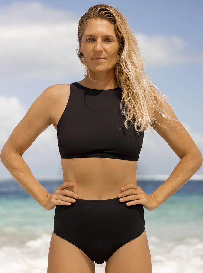 Roxy Bikini Tops Pro The Pop Up Crop Bikini Top Anthracite 8211 Womens