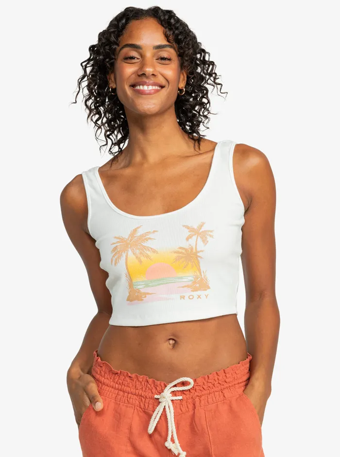 Roxy Bikini Tops Sunset Beach Dive In Tank Snow White 8211 Womens