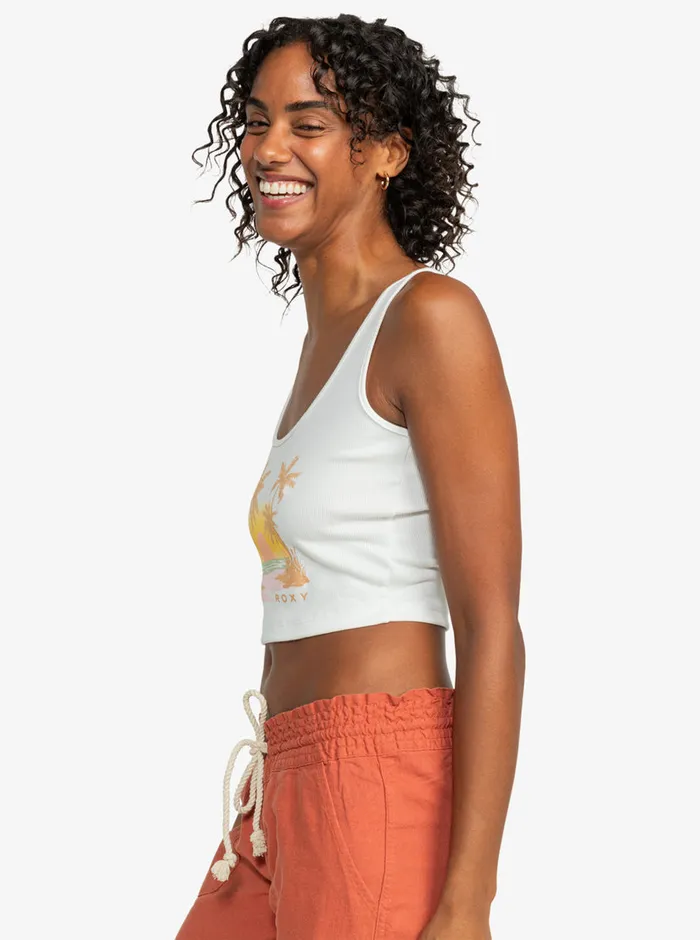 Roxy Bikini Tops Sunset Beach Dive In Tank Snow White 8211 Womens