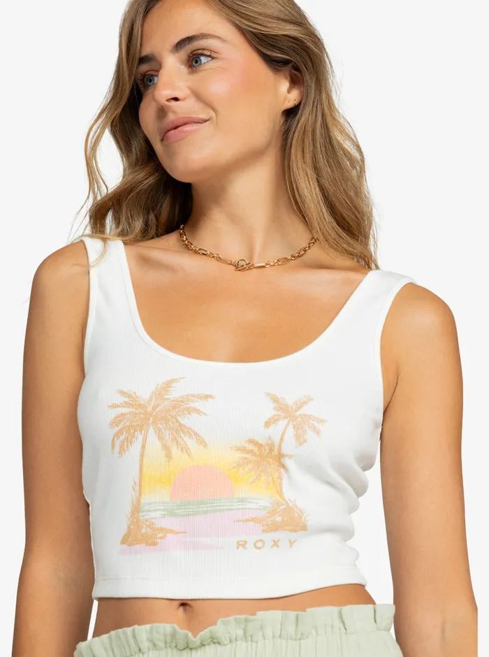 Roxy Bikini Tops Sunset Beach Dive In Tank Snow White 8211 Womens