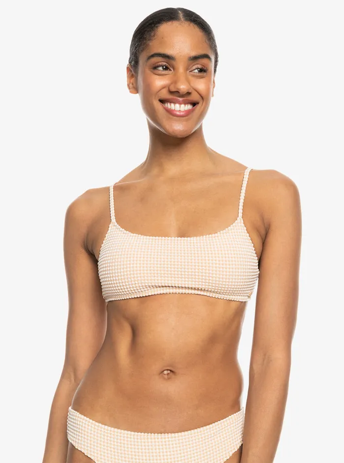 Roxy Bikinis Gingham Bralette Bikini Top Porcini 8211 Womens