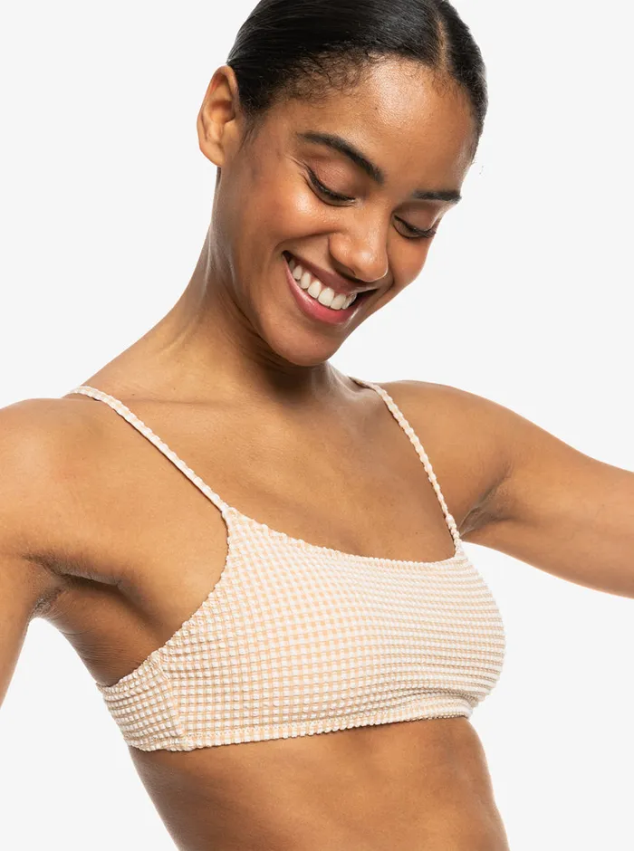 Roxy Bikinis Gingham Bralette Bikini Top Porcini 8211 Womens
