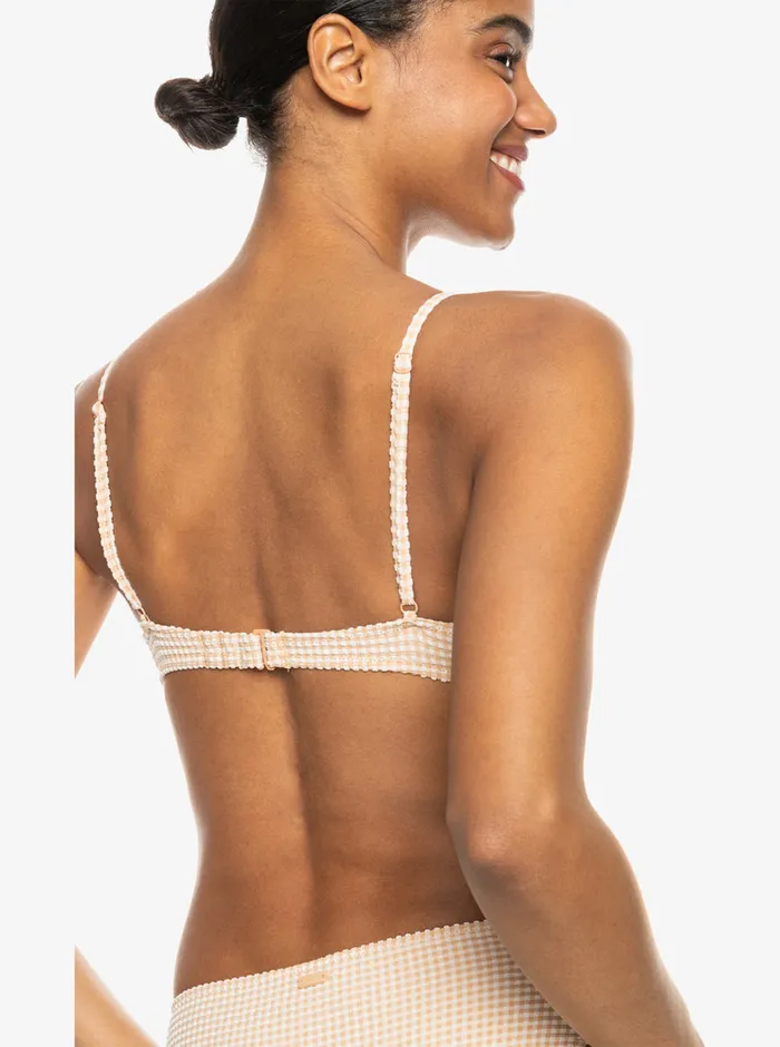 Roxy Bikinis Gingham Bralette Bikini Top Porcini 8211 Womens