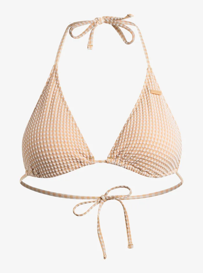 Roxy Bikinis Gingham Tiki Triangle Bikini Top Porcini 8211 Womens