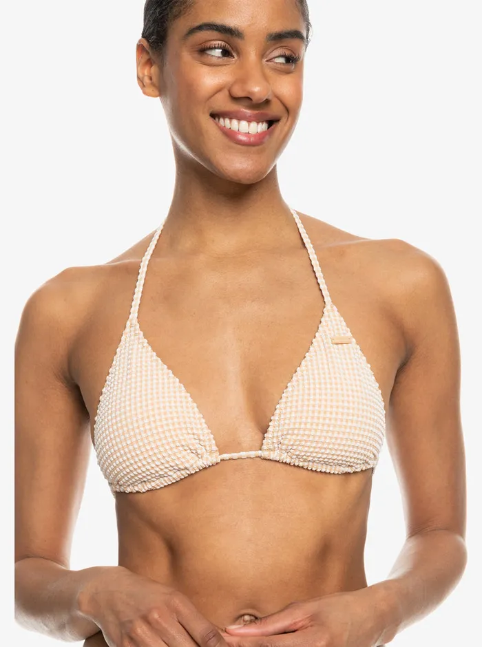Roxy Bikinis Gingham Tiki Triangle Bikini Top Porcini 8211 Womens