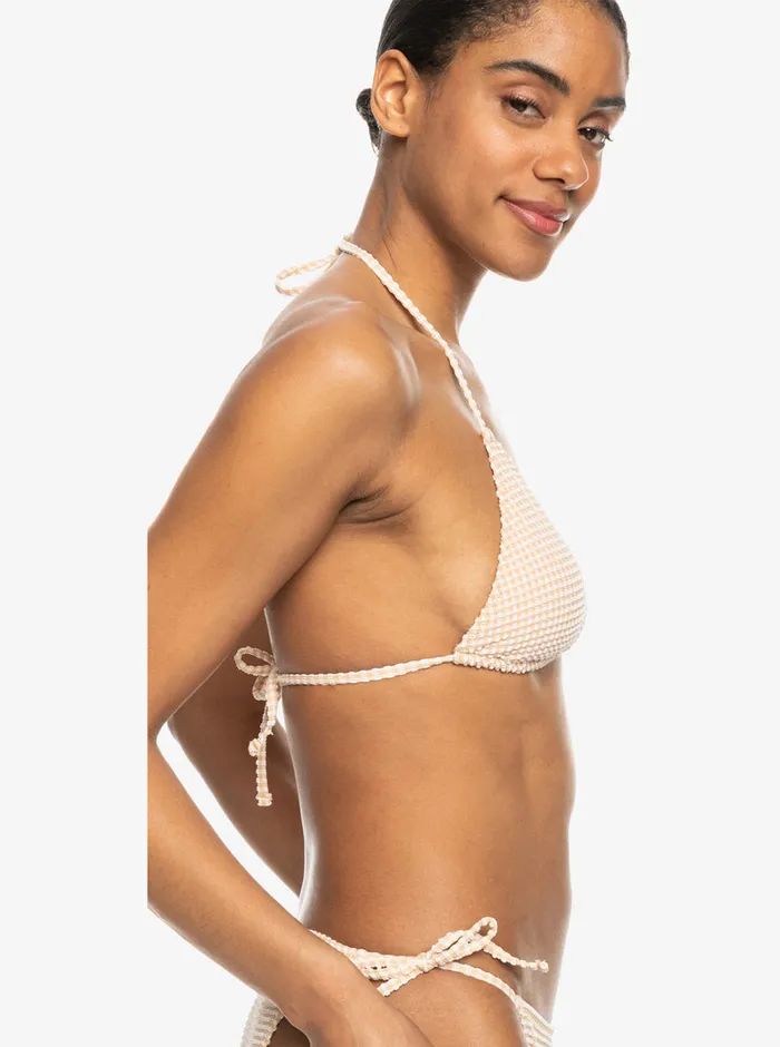 Roxy Bikinis Gingham Tiki Triangle Bikini Top Porcini 8211 Womens
